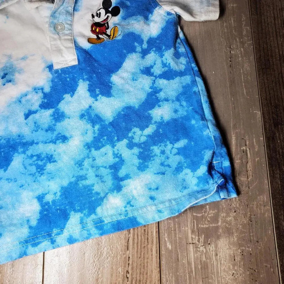 Disneyland Resort Walt Disney World Kids Toddler 2T Blue White Tie Dye Polo - Picture 5 of 8